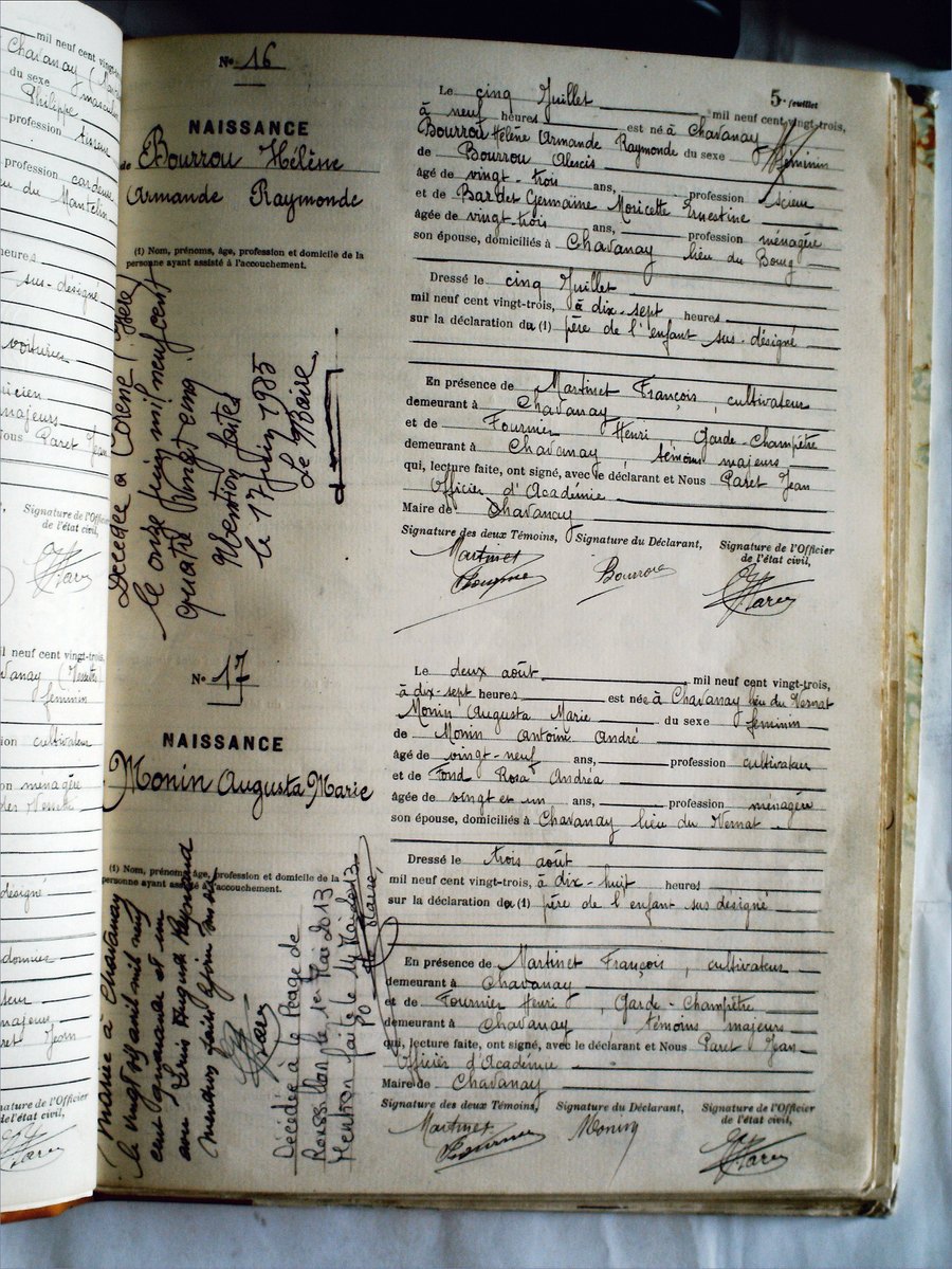 Page du registre